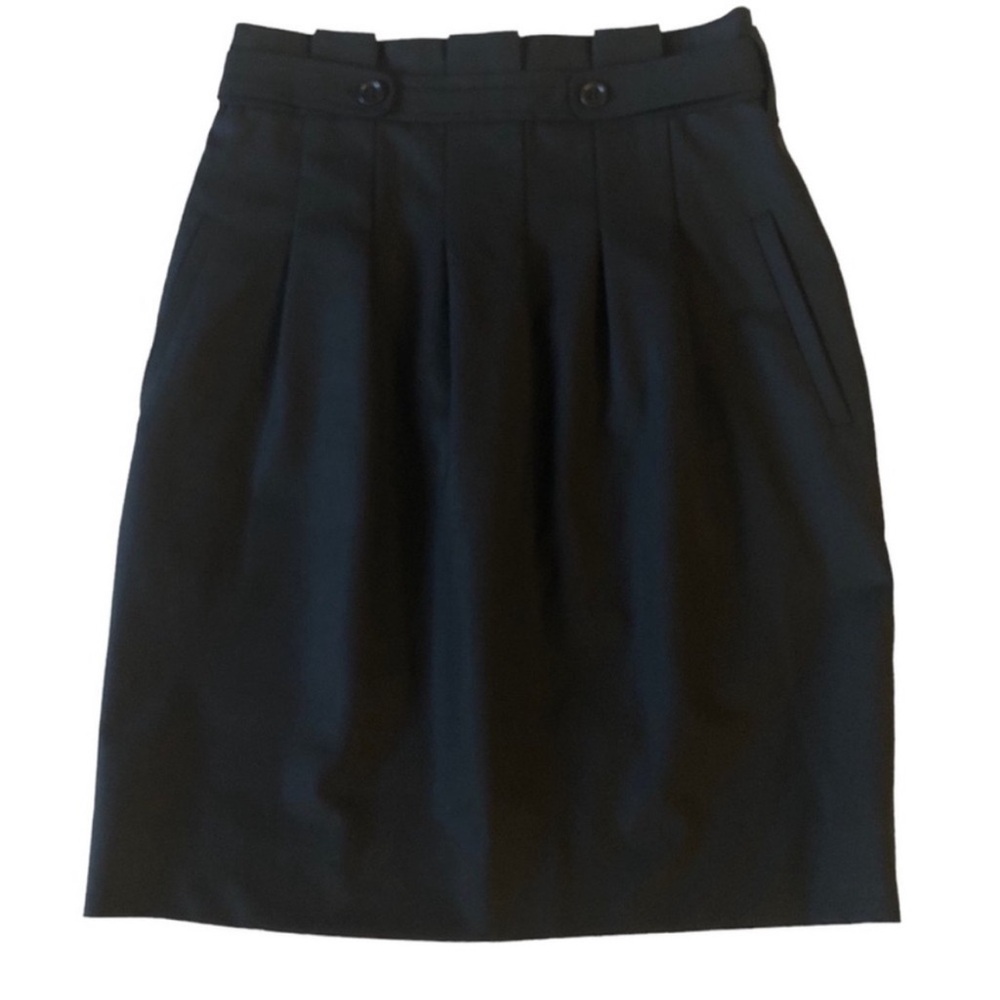 BCBGMAXAZRIA Stella High Waisted Pleated Wool Blend Pencil Skirt Size 8 Black - Picture 2 of 14